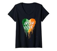 Mujer Irish Love Heart St Patrick Day Irlanda Bandera Acuarela Camiseta Cuello V