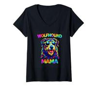 Mujer Irish Wolfhound Lover Mama Pop Art Cool Wolfhound Dog Mom Camiseta Cuello V