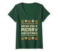 Mujer Irish You Feliz Navidad Camiseta Cuello V