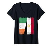 Mujer Irlanda Egipto Media Bandera Irlandesa Egipcia Herencia Camiseta Cuello V