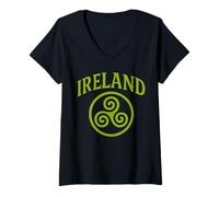 Mujer Irlanda Triskele The Smiling Irish Eyes Celtic Triple Spiral Camiseta Cuello V