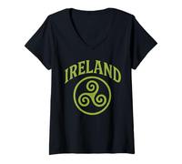 Mujer Irlanda Triskele The Smiling Irish Eyes Celtic Triple Spiral Camiseta Cuello V