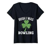 Mujer Irlandés Estaba Jugando A Los Bolos Día De San Patricio Camiseta Cuello V