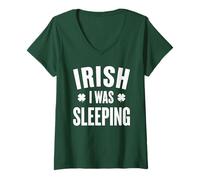 Mujer Irlandés I Was Sleeping Funny St Patricks Lucky Day Clover Camiseta Cuello V