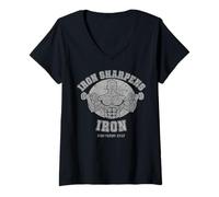 Mujer Iron Sharpens Iron Proverbs 27 17 Camiseta Cuello V