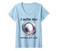 Mujer Ironic I Wish You Nothing But Bad Luck Espejo Roto Camiseta Cuello V