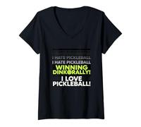 Mujer Irónico Jugador de Pickleball Aficionado a Beber un Tiro Camiseta Cuello V