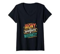 Mujer Irony The Opposite Of Wrinkly Clever English Humor ------ Camiseta Cuello V