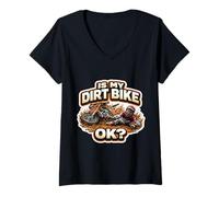 Mujer Is My Dirt Bike Ok Divertido Motocross Motocross Motocicleta Rider Falling Camiseta Cuello V
