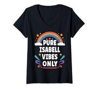 Mujer Isabell Vibes Only Cute Retro Girls Isabell Name Camiseta Cuello V