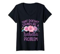 Mujer Isabella Personalized Cute Flower Girls Isabella Name Camiseta Cuello V
