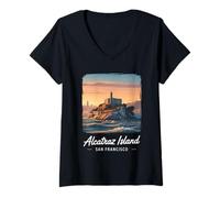 Mujer Isla Alcatraz San Francisco Camiseta Cuello V