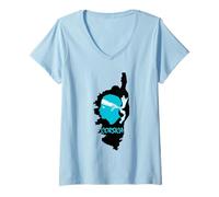 Mujer Isla Córcega Mapa Francia Córcega Camiseta Cuello V