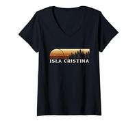 Mujer Isla Cristina, España Evergreen Vintage Sunset Camiseta Cuello V