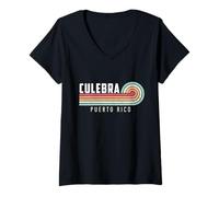 Mujer Isla Culebra Vintage Puerto Rico Camiseta Cuello V