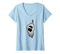 Mujer Isla de Córcega Mapa Francia con Cabeza Pirata Córcega Camiseta Cuello V