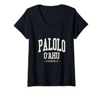 Mujer Isla de Hawái Souvenir Retro Palolo Oahu Hawaii Beach Camiseta Cuello V