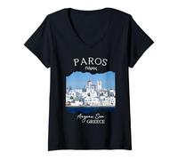 Mujer Isla Griega Paros Grecia Grecia Souvenir de vacaciones Mujeres Hombres Camiseta Cuello V