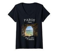 Mujer Isla Griega Paros Grecia Grecia Souvenir de vacaciones Mujeres Hombres Camiseta Cuello V