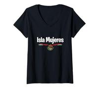 Mujer Isla Mujeres Flagal de las vacaciones de verano Vacaciones Camiseta Cuello V