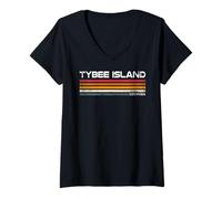 Mujer Isla Tybee Georgia Retro Island Vacaciones Camiseta Cuello V