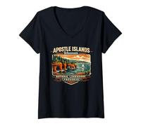 Mujer Islas del Apóstol Viaje Familiar de Wisconsin a Las Islas Apóstol Camiseta Cuello V