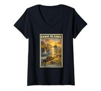 Mujer Islas Feroe Vacaciones a Islas Feroe Islas Nórdicas Viajes Camiseta Cuello V
