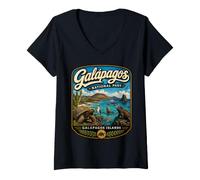 Mujer Islas Galápagos Ecuador Vintage Wildlife Travel Camiseta Cuello V