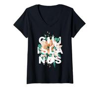 Mujer Islas Gili Diseño Floral Islas Gili Indonesia Flor Camiseta Cuello V