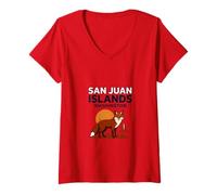 Mujer Islas San Juan Washington Sunset Velero Camiseta Cuello V