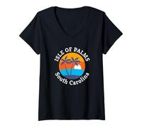 Mujer Isle of Palms Beach Souvenir de Vacaciones de Verano de Carolina del Sur Camiseta Cuello V