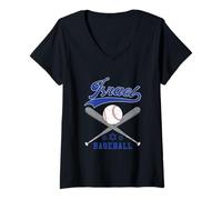 Mujer Israel Béisbol Vintage Atlético Deporte Estrella judía de David Camiseta Cuello V