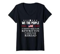 Mujer It Doesn't Need to Be Rewritten Flag Constitution We People Camiseta Cuello V
