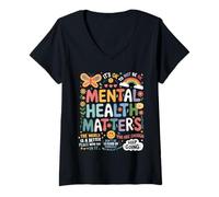 Mujer It Is Ok To Not Be Ok Mariposa Arcoiris Apoyo Salud Mental Camiseta Cuello V