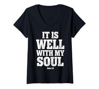 Mujer It Is Well with My Soul John 1 2 Versículo de la Biblia Camiseta Cuello V