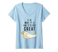 Mujer It is What it is and it is Not Great Funny Silly Goose Meme Camiseta Cuello V