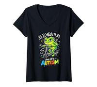 Mujer It is What It is and It's Autism Funny Autism Camiseta Cuello V