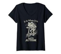 Mujer It is What It is and It's Autism Funny Autism Camiseta Cuello V