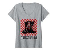 Mujer It Must Be Love 2 Tone Ska Music Checkerboard Camiseta Cuello V