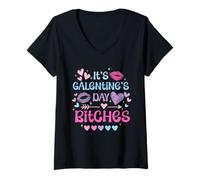 Mujer It’s Galentine’s Day Bitches Funny Valentine Girls Night out Camiseta Cuello V