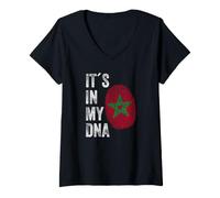 Mujer It´s In My DNA - Gráfico de Huellas Dactilares marroquíes de la Bandera de M Camiseta Cuello V