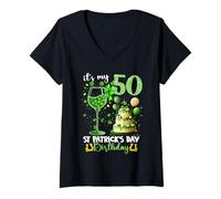 Mujer It’s My 50th Birthday St. Patrick’s Day 50 Years Old Party Camiseta Cuello V