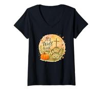 Mujer It’s Well with My Soul Fall Christian Watercolor Camiseta Cuello V