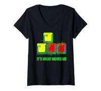 Mujer It’s What Moves Me Funny Gaming Vintage WASD PC Gamer Camiseta Cuello V