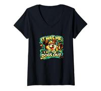 Mujer It Was Me, I Let The Dogs out Divertida declaración ama a los Perros Que Camiseta Cuello V