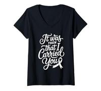 Mujer It Was Then That I Carried You Motivational Reminder |- Camiseta Cuello V