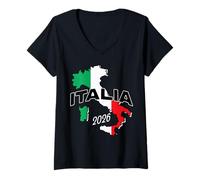 Mujer Italia 2026 s Italy Map Flag s Italian Heritage s Travel Camiseta Cuello V