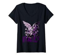 Mujer Italia Ángel gótico Medieval renacentista Viaje Mundial Bernini Camiseta Cuello V