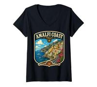 Mujer Italia Costa de Amalfi Regalo Italia Vacaciones Positano Viaje Familiar Camiseta Cuello V