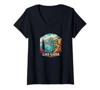 Mujer Italia Lago de Garda Camiseta Cuello V